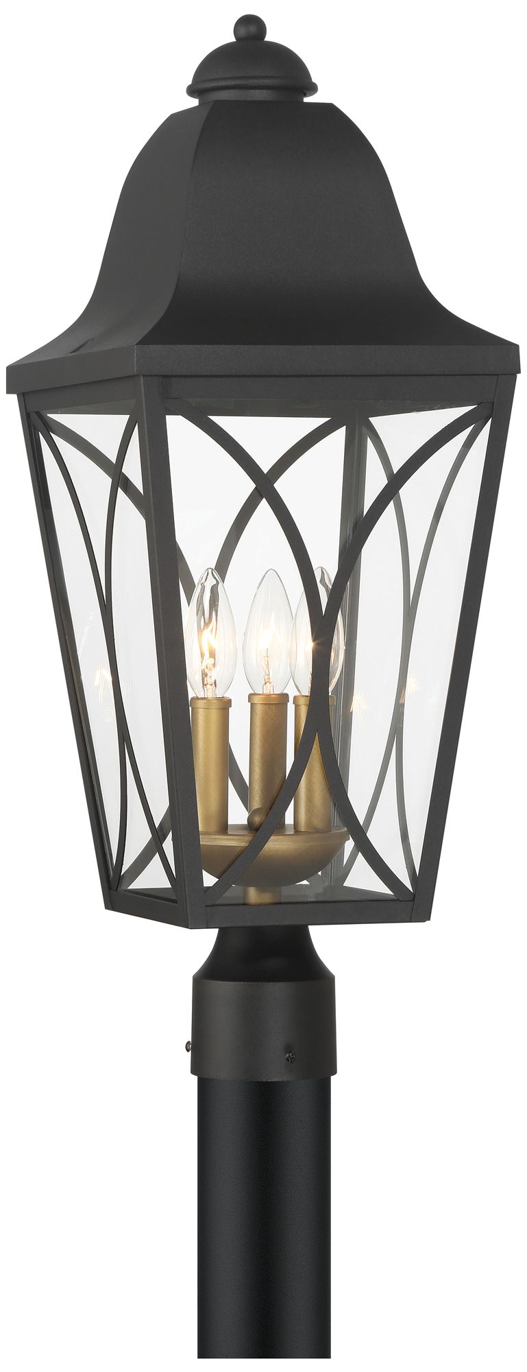Cardigan 23 3/4"H Coal Black and Brass Outdoor Post Light