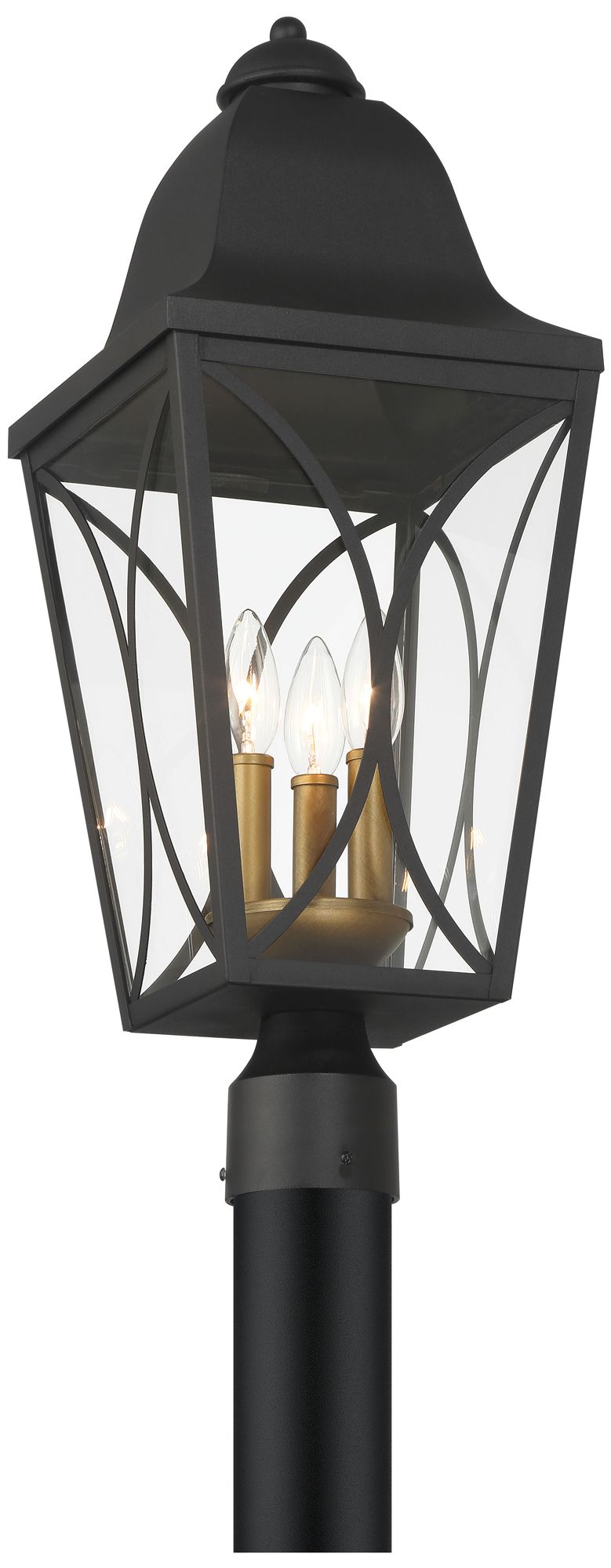 Image 2 Cardigan 23 3/4"H Coal Black and Brass Outdoor Post Light more views