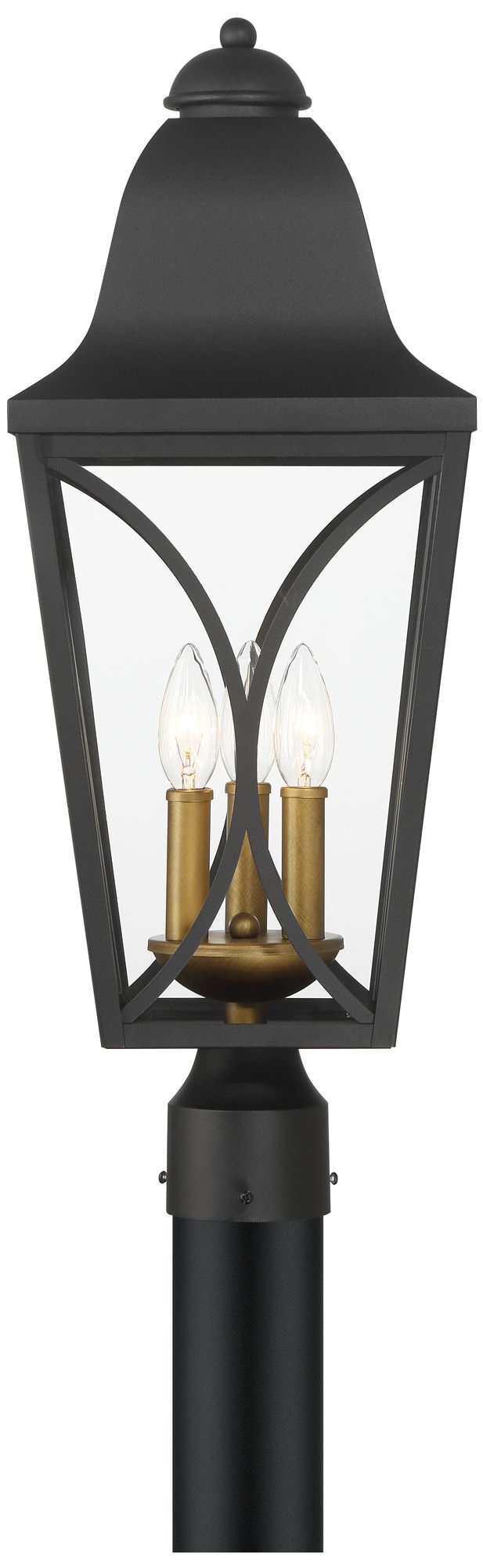 Image 3 Cardigan 23 3/4"H Coal Black and Brass Outdoor Post Light more views
