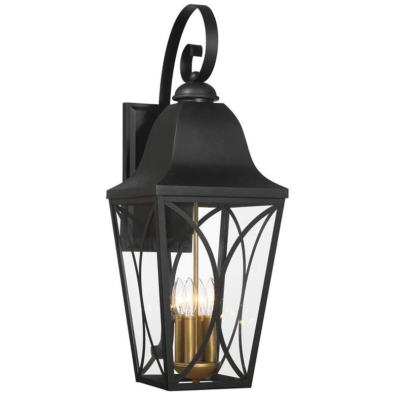 Image 1 Cardigan 30 1/4" High Black and Brass Outdoor Wall Light