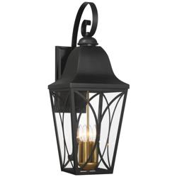 Cardigan 30 1/4" High Black and Brass Outdoor Wall Light