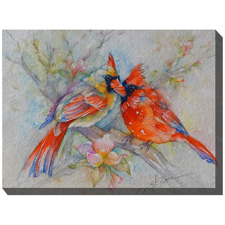 Image 2 Cardinal Courtship 40" Wide All-Weather Outdoor Canvas Wall Art