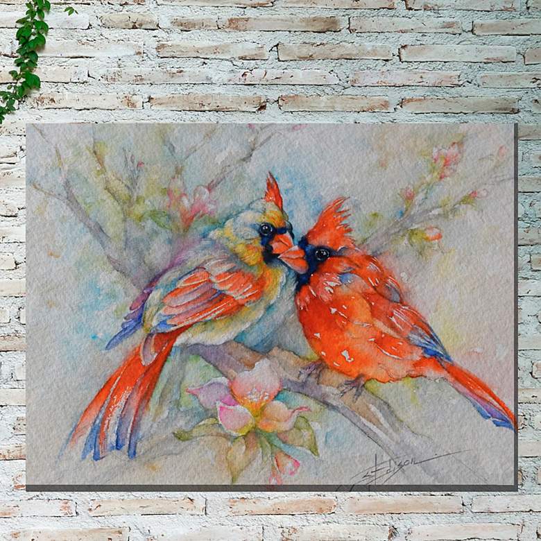 Image 1 Cardinal Courtship 40" Wide All-Weather Outdoor Canvas Wall Art