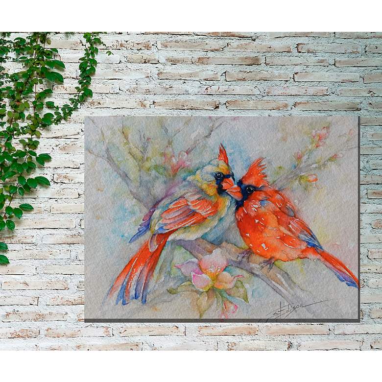 Image 4 Cardinal Courtship 40" Wide All-Weather Outdoor Canvas Wall Art more views
