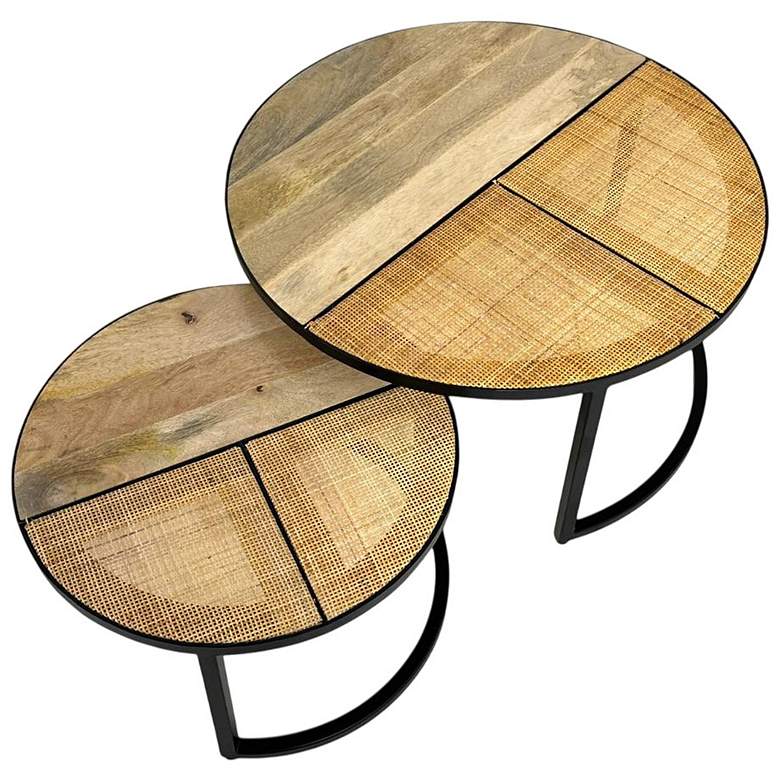 Image 3 Cardinal Set of 2 Nesting Coffee Tables, Natural/Black with Cane more views