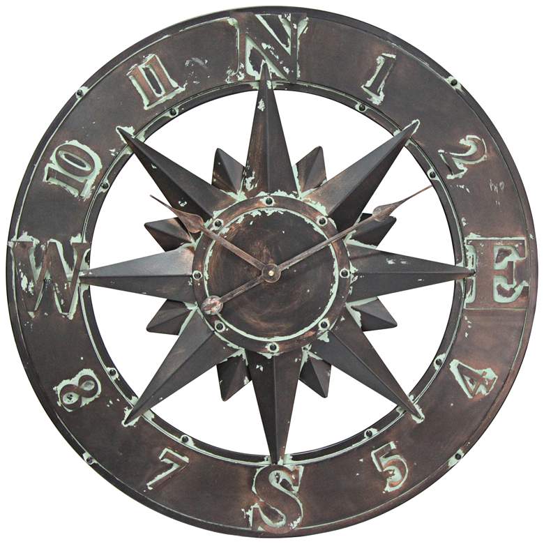 Image 1 Cardinal Sunburst Copper Patina 26 3/4 inch Round Wall Clock