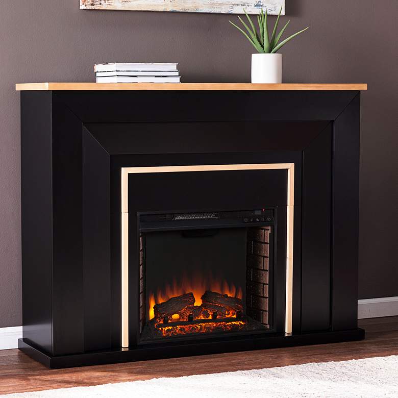 Image 1 Cardington 52" Wide Black LED Electric Fireplace with Remote