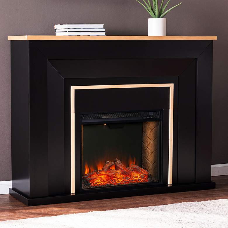 Image 1 Cardington 52" Wide Black Smart Electric LED Fireplace