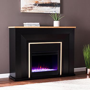 Cardington Black and Natural Color Changing Fireplace
