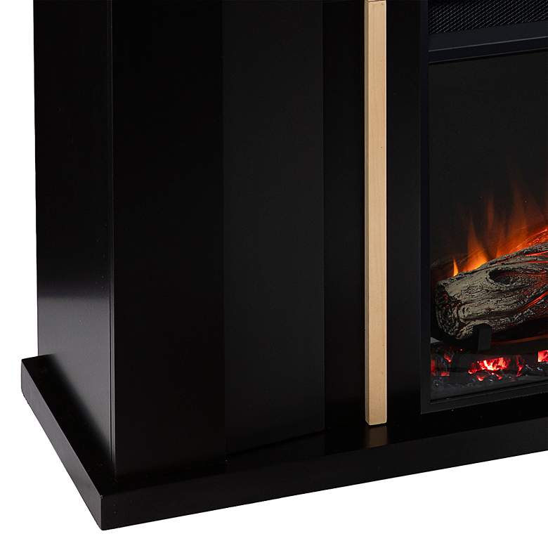 Image 4 Cardington Black and Natural Wood Electric Fireplace more views