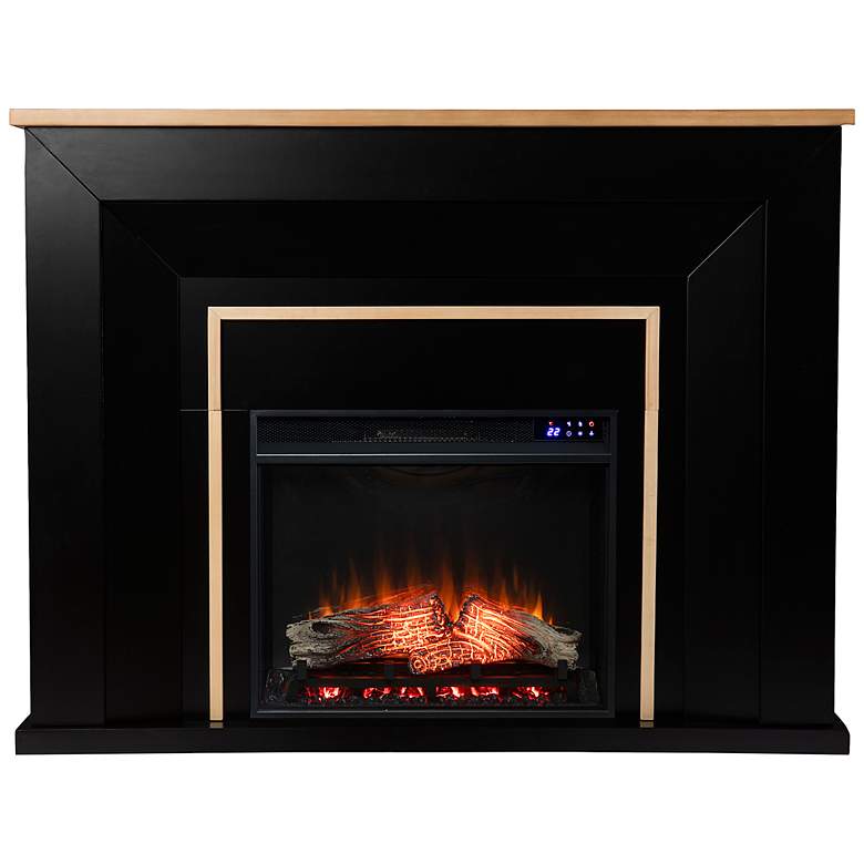 Image 5 Cardington Black and Natural Wood Electric Fireplace more views