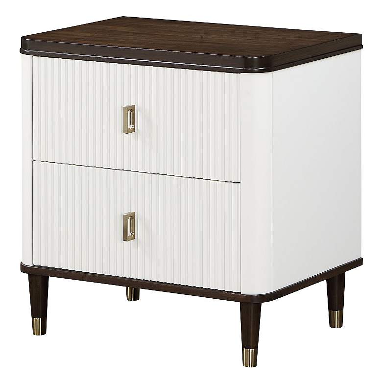 Image 1 Carena Nightstand w/USB Port, White & Walnut