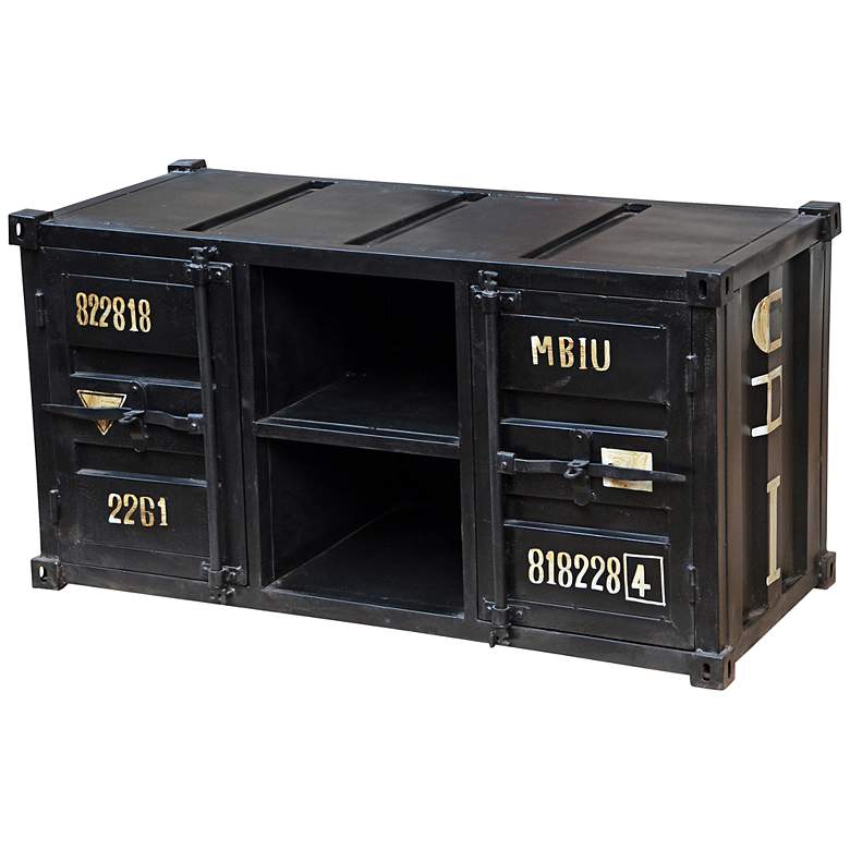 Image 1 Cargo Black Shipping Container 2-Door TV Cabinet