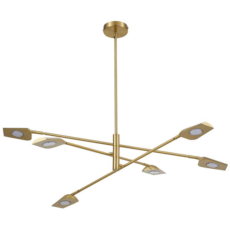 Image 1 Cari 40" Wide 6 Light Aged Brass 6.5W Chandelier