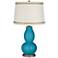 Caribbean Sea Double Gourd Table Lamp with Rhinestone Lace Trim