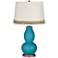 Caribbean Sea Double Gourd Table Lamp with Scallop Lace Trim