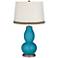 Caribbean Sea Double Gourd Table Lamp with Wave Braid Trim