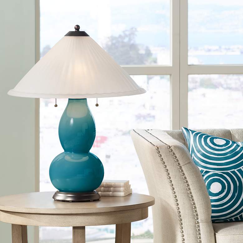 Image 1 Caribbean Sea Fulton Table Lamp with Fluted Glass Shade