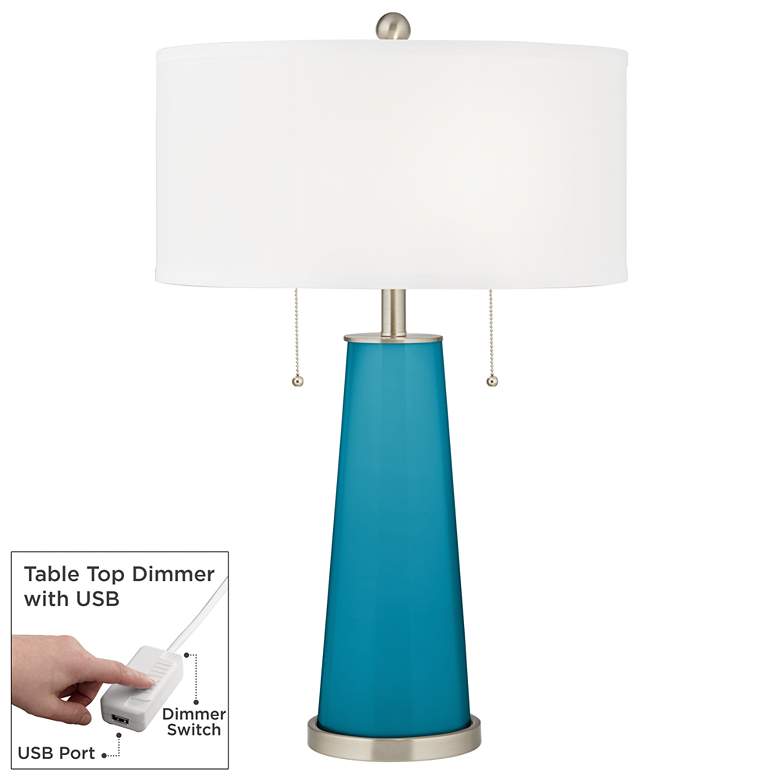 Image 1 Caribbean Sea Peggy Glass Table Lamp With Dimmer
