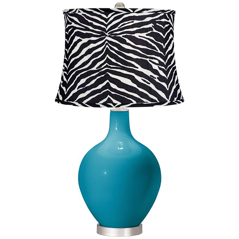 Image 1 Caribbean Sea Zebra Stripe Shade Ovo Table Lamp