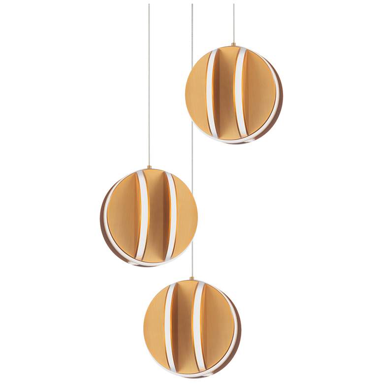 Image 1 Carillion 5.88"H x 12"W 3-Light Pendant in Aged Brass