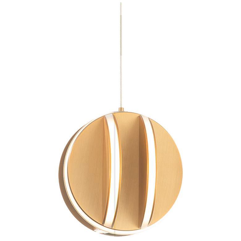 Image 1 Carillion 6"H x 6"W 1-Light Mini Pendant in Aged Brass