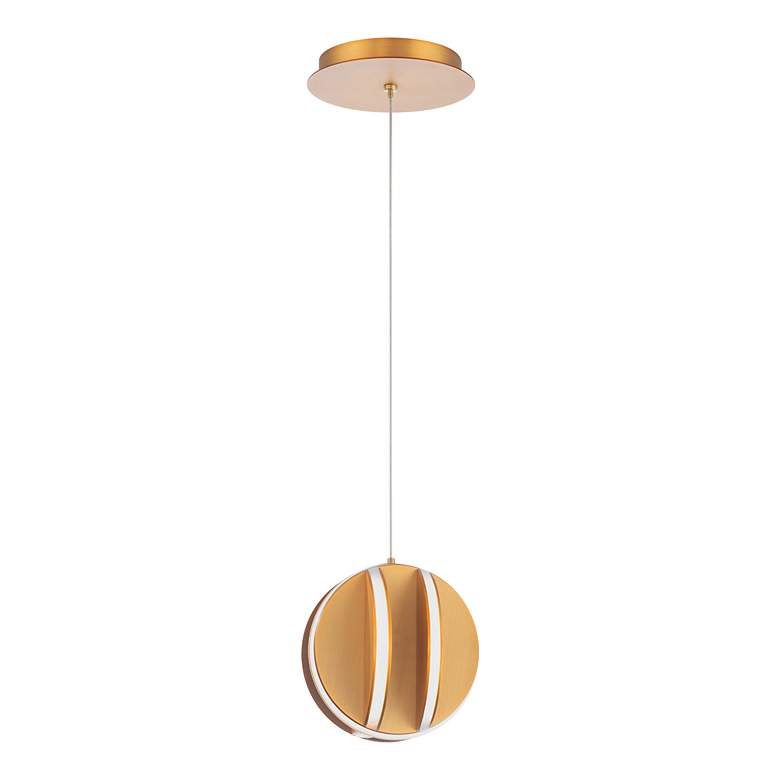 Image 4 Carillion 6"H x 6"W 1-Light Mini Pendant in Aged Brass more views
