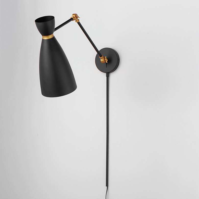 Image 2 Carillon Articulating Wall Sconce Black / Brass more views