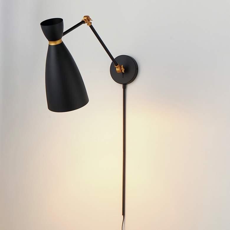 Image 3 Carillon Articulating Wall Sconce Black / Brass more views