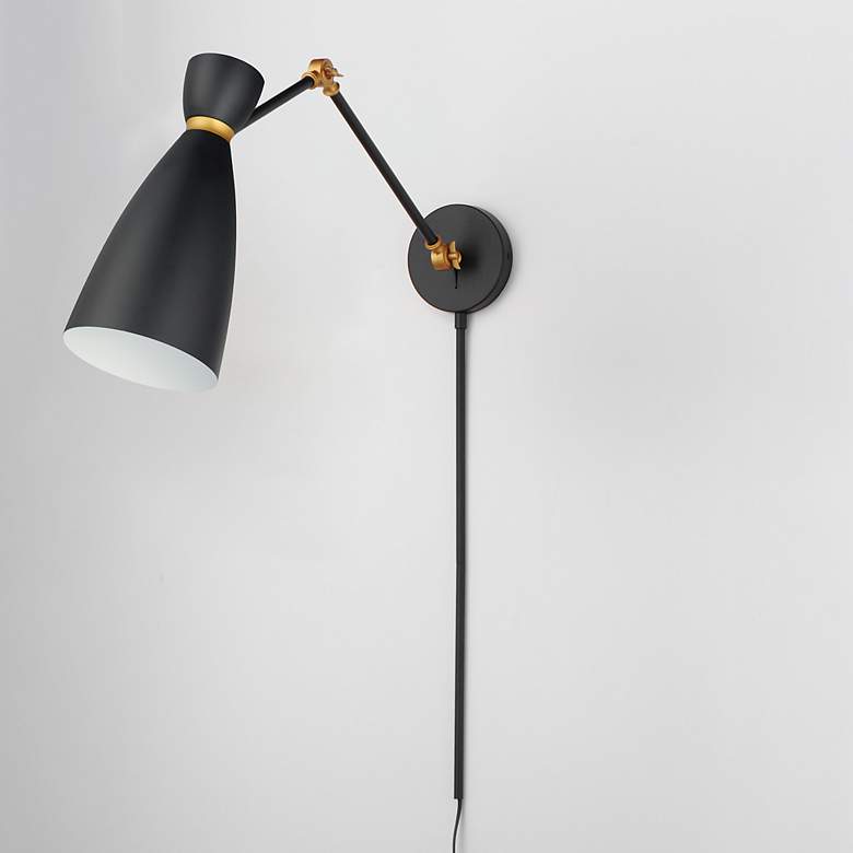 Image 4 Carillon Articulating Wall Sconce Black / Brass more views