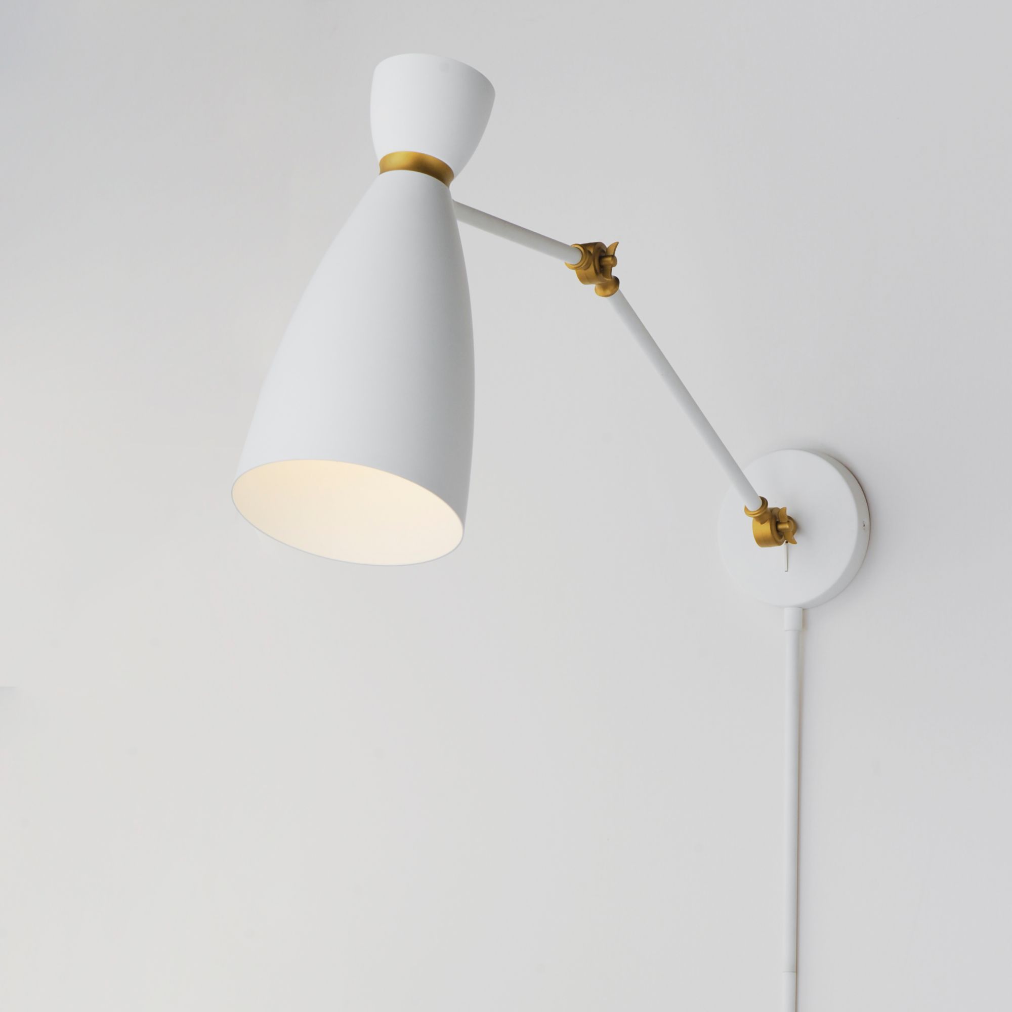 Image 3 Carillon Articulating Wall Sconce White/Brass more views