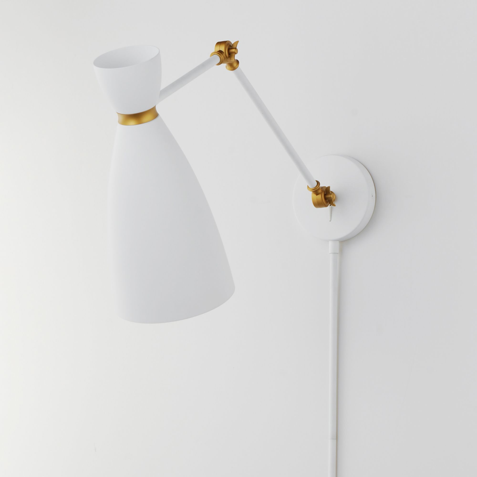 Image 4 Carillon Articulating Wall Sconce White/Brass more views