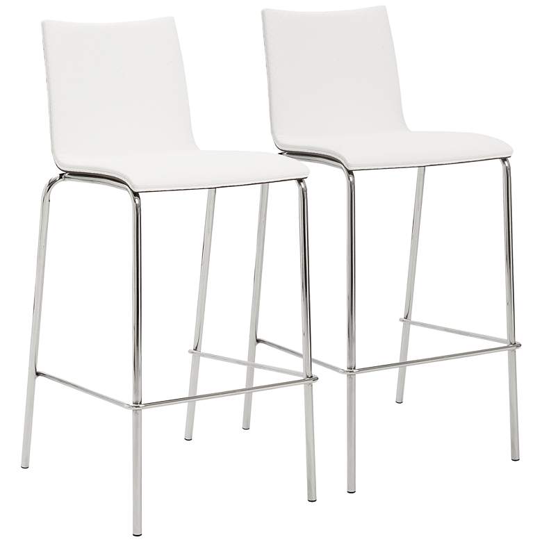 Image 1 Carisa White Faux Leather Bar Chair Set of 2