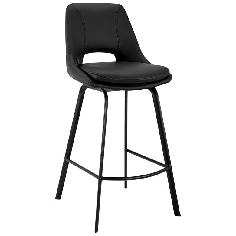 Image 1 Carise 30 in. Swivel Barstool in Black Matte Powder Coating Finish, Black