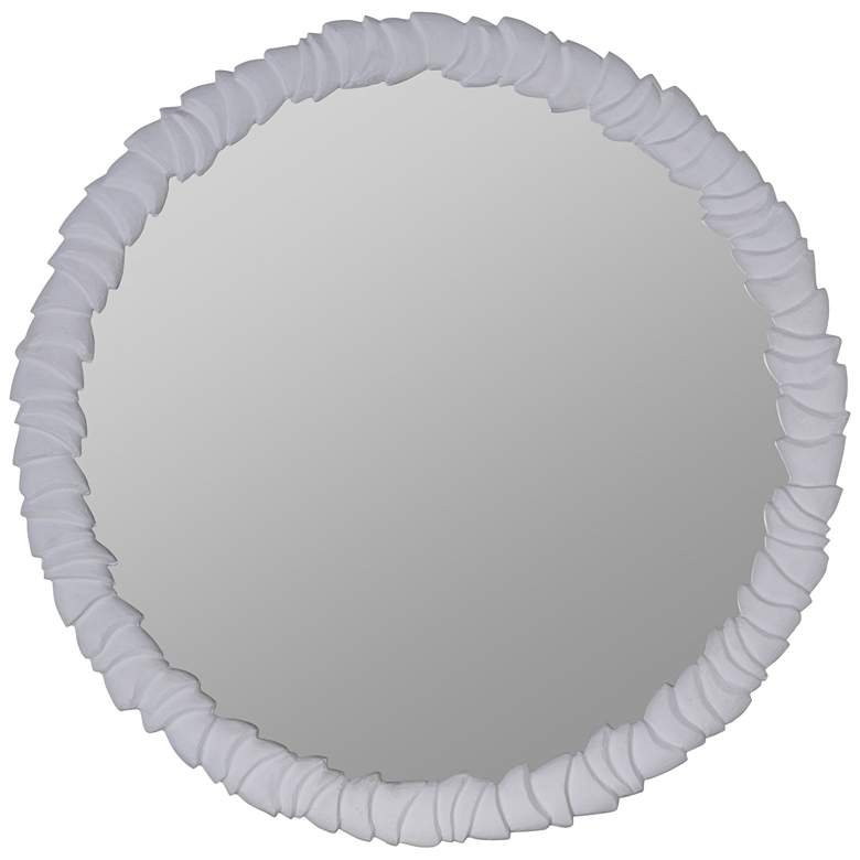 Image 1 Carissa White 31" x 31" Plaster Round Wall Mirror