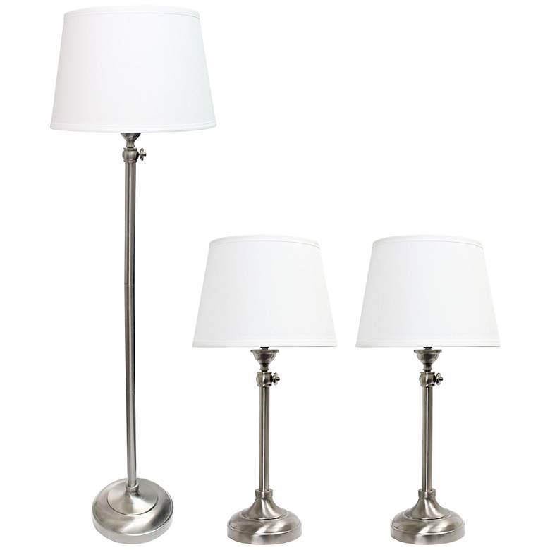 Image 1 Carl Nickel 3-Piece Adjustable Floor and Table Lamp Set