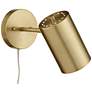 Carla Brushed Brass Down-Light Plug-In Wall Lamp with USB Dimmer