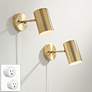 Carla Brushed Brass Plug-In Wall Lamps Set of 2 w/ Socket