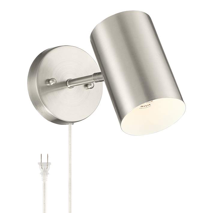 Carla Brushed Nickel Cylinder Down-Light Plug-In Wall Lamp - #94E62 | Lamps  Plus