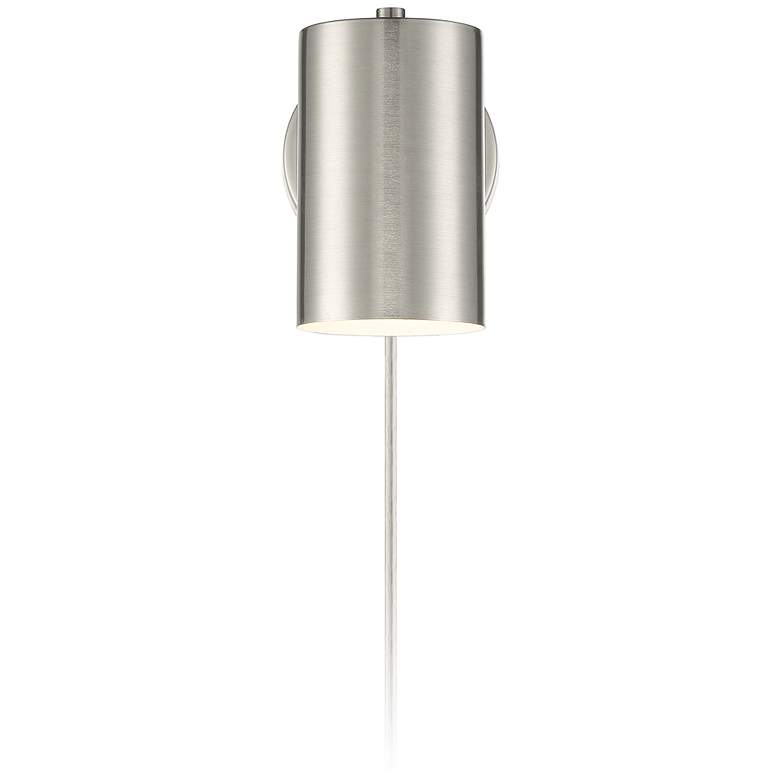 Image 4 Carla Brushed Nickel Cylinder Down-Light Plug-In Wall Lamp more views