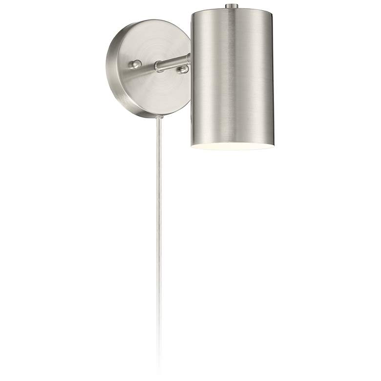 Image 5 Carla Brushed Nickel Cylinder Down-Light Plug-In Wall Lamp more views
