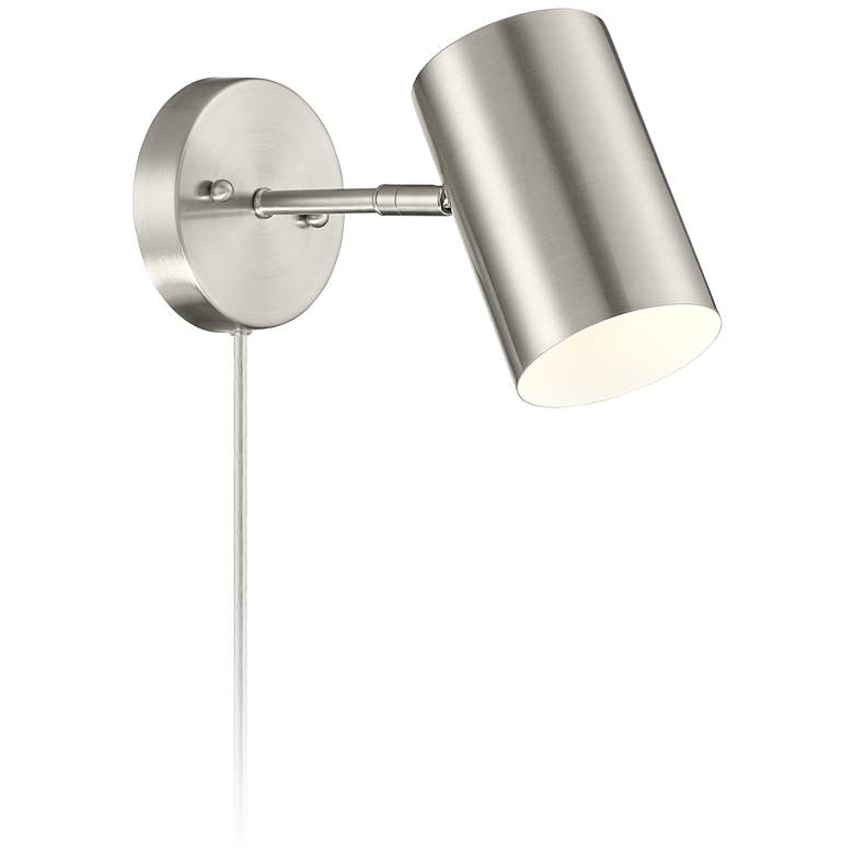 Carla Brushed Nickel Cylinder Down-Light Plug-In Wall Lamp more views