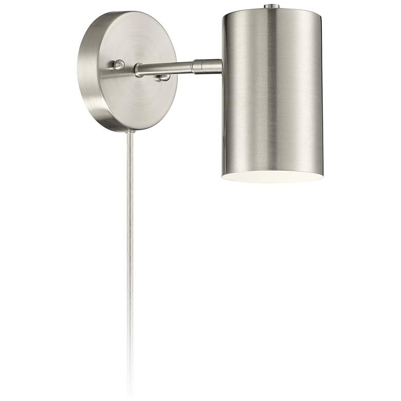 Image 7 Carla Brushed Nickel Cylinder Down-Light Plug-In Wall Lamp more views