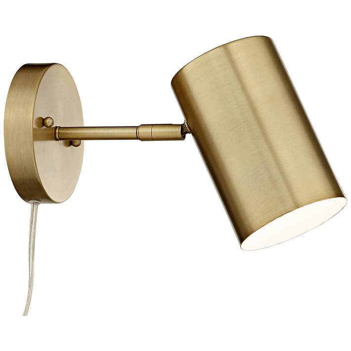 Carla Polished Brass Down-Light Plug-In Wall Lamp - #39W66 | Lamps Plus