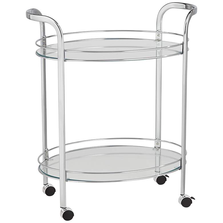 Image 1 Carli 26 inch Wide Chrome and Glass Serving Cart
