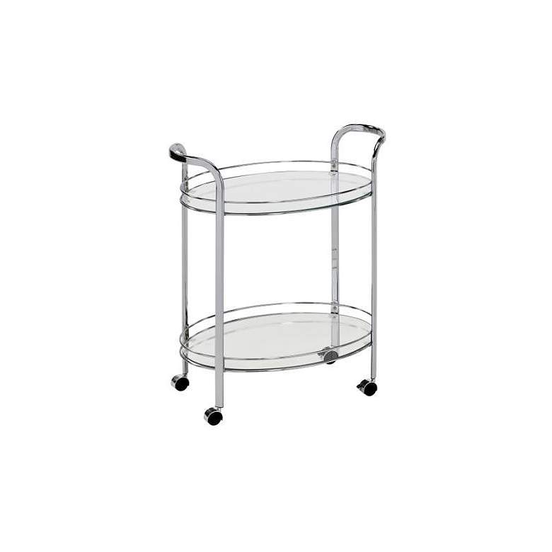 Image 1 Carli 26 inch Wide Chrome and Glass Serving Cart