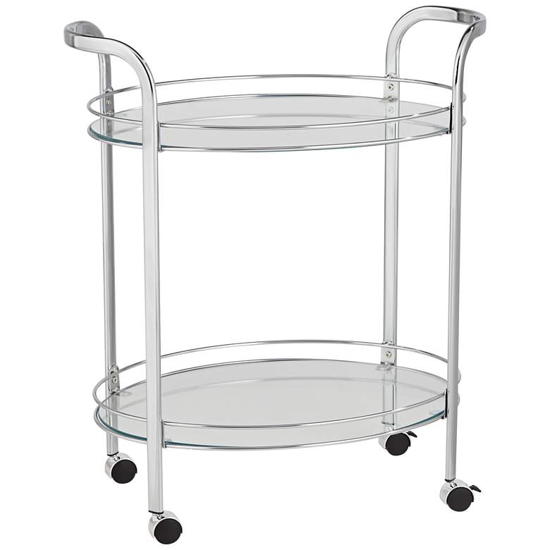 Image 2 Carli 26" Wide Chrome and Glass Serving Cart