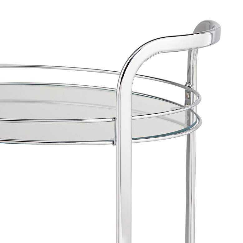 Image 3 Carli 26 inch Wide Chrome and Glass Serving Cart more views