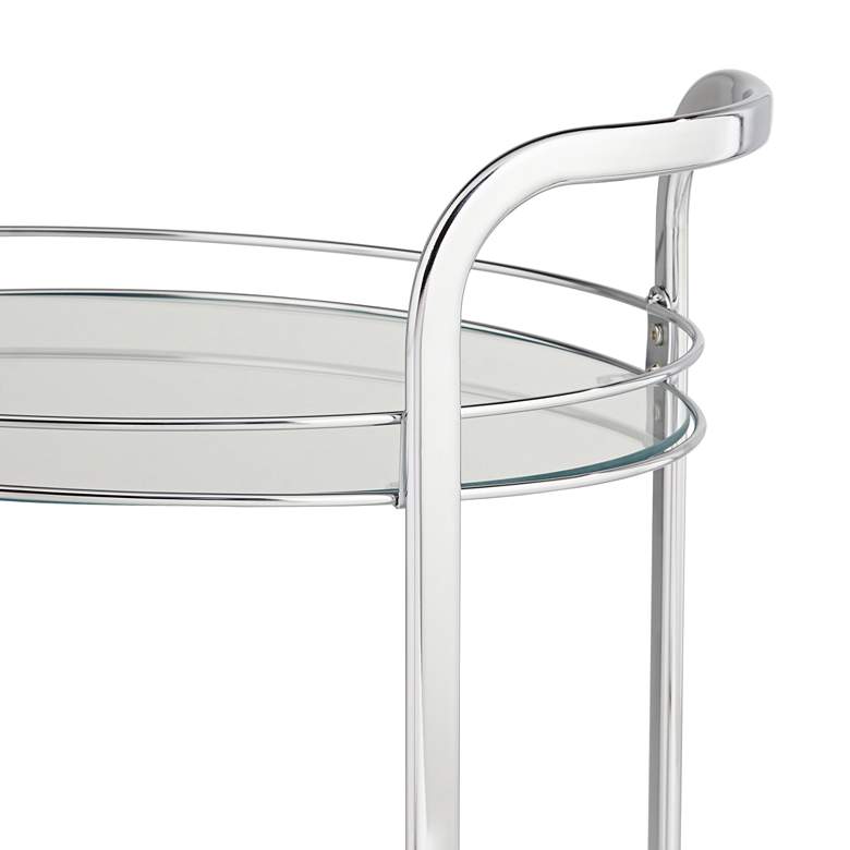 Image 4 Carli 26" Wide Chrome and Glass Serving Cart more views