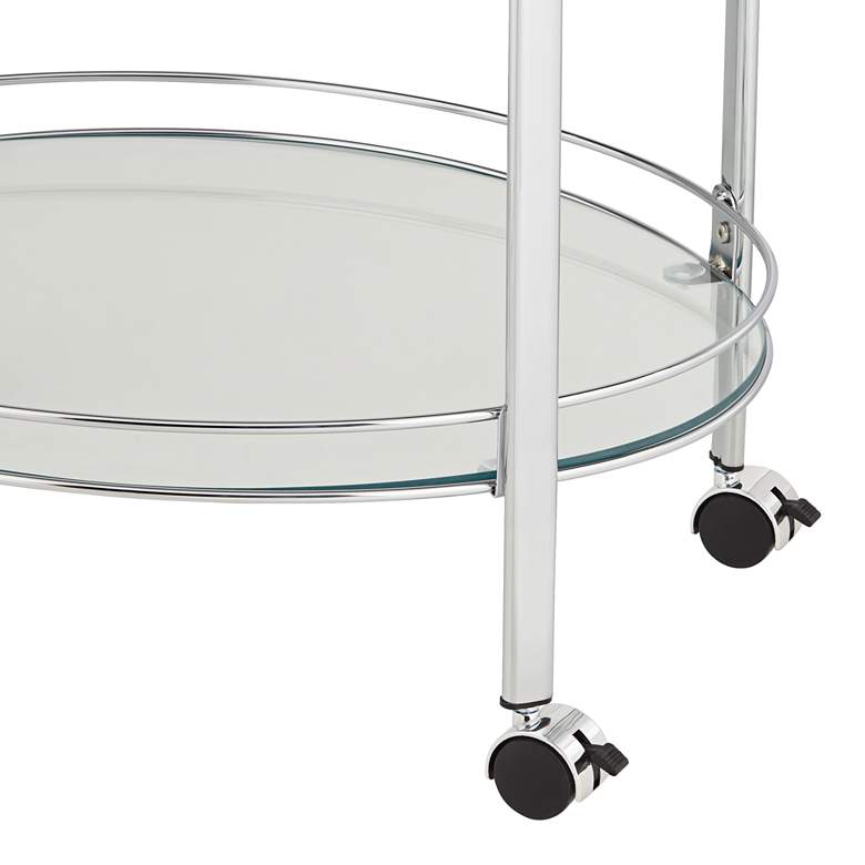 Image 4 Carli 26 inch Wide Chrome and Glass Serving Cart more views